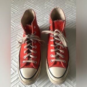 High top Converse Chuck Taylors. Collectible Bright Orange!